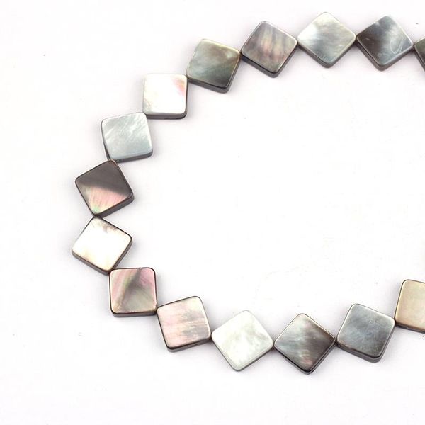 

15pcs lot 10mm black natural shell beads flat smooth rectangle diagonal square loose beads for diy necklace jewelry accessories wmtcwo