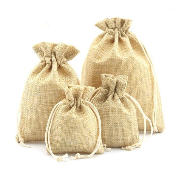 

gift wrap 50pcs cotton sacks jute bags natural burlap candy pouch drawstring wedding party favor storage1