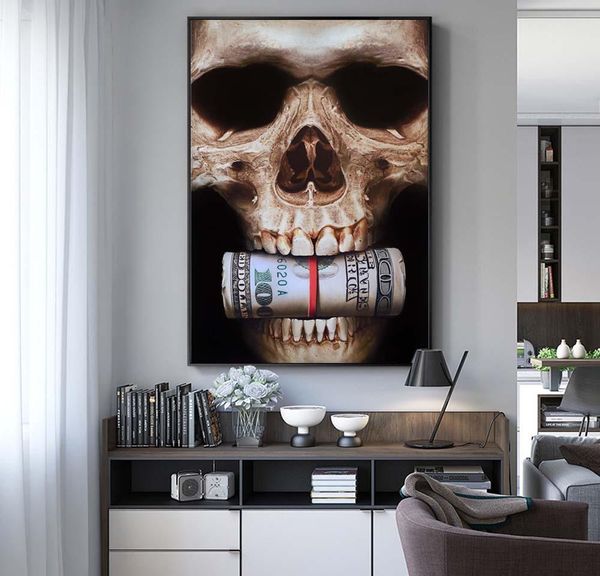 

l painting prints posters decoration canvas money dining home restaurant living and wall art wall pictures modern skull room for bbymq