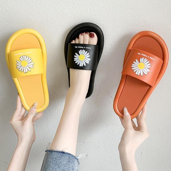 

202120212020 slipper summer fashion daisy brocade rubber wide flat slide men women beach causal sandals sneakers flip flops s 12, Black