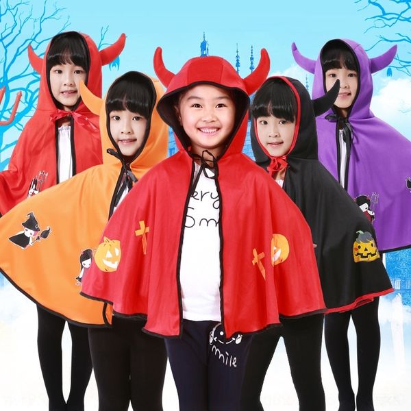 

ugfzo costume cloakchildren's cosplay wo bullhorn demon vampire performance children's cloak cosplay cloak costume and men and wom