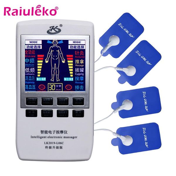 

10 modes multifunction body massager tens acupuncture therapy massage electric muscle stimulator 18 pads for body pain relief