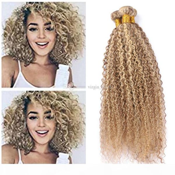 

piano 27 613 human hair weaves kinky curly wave hair extension afro kinky curly hair extension blonde virgin brazilian bundles fast shipping, Black;brown