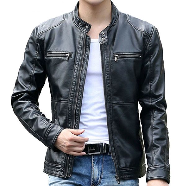 

2021 new jackets men in clothes 5xl ailooge goal men's leather fine casual jacket o5qa, Black