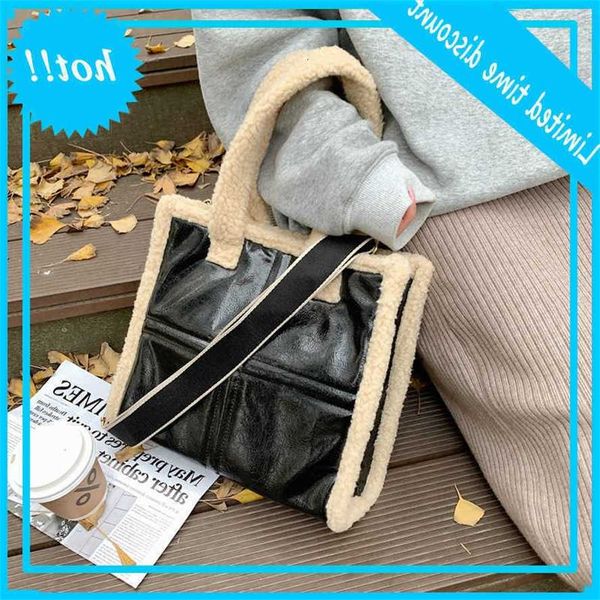 

winter lamswol pu leather patchwork handbags shoulder bags for women 2021 fashion dames crossbody tas designer trend draagbag