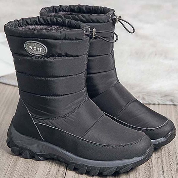 

women's boots winter woman shoes 2020 boots for women shoes elastic band keep warm winter sneakers booties botas mujer plus size, Black