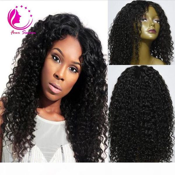 

brazilian human hair lace front wigs glueless virgin hair kinky curly full lace wigs for black women bleached knots for sale, Black;brown