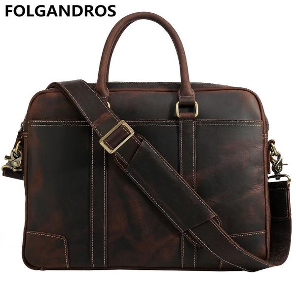 

briefcases men brand genuine leather shoulder handle bag vintage business document briefcase designer laptote bolsa