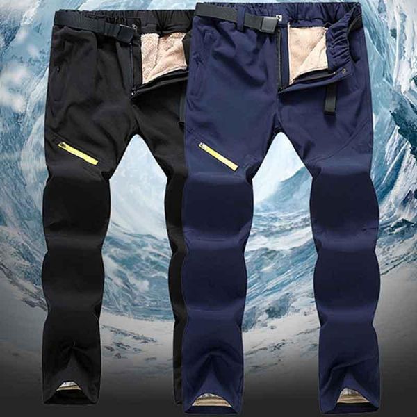 

outdoor pants men's berber fleece water-resistant warm skiing trousers sportswear hiking climbing pantalones cargo hombre m-4xl, Black;green