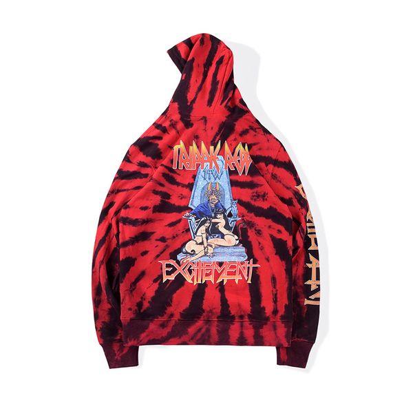 

2020 ins hip hop stars trippie redd 1400 excitement tie dye hoodie skateboard hooded sweatshirt men women hoodie, Black
