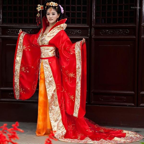 

chinese folk dance costume tang dynasty women hanfu costume bride wedding dress chinese style1, Black;red