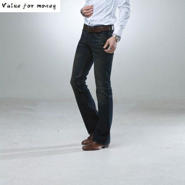 

мужские джинсы традиция загрузки ножка fit джинсы классический stretch denim flare deep blue мужской моды stretch pants