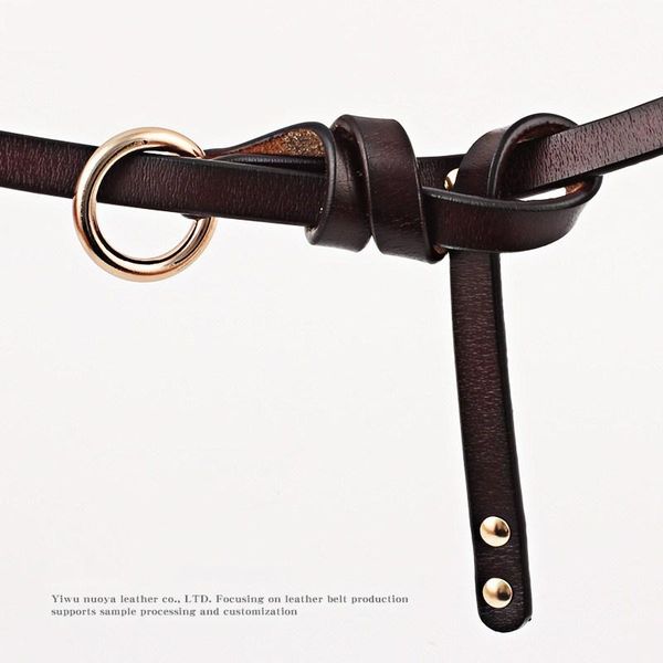 

fashionable women's black genuine leather belt knotted decoration dresses skirt lady girl vintage metal round buckle belts, Black;brown