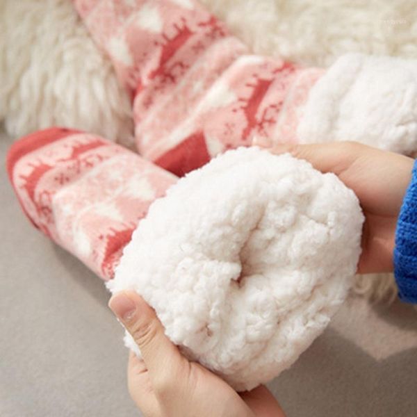 

winter mid-tube thick warm sleep socks slippers warm cute socks thick print striped casual non-slip1, Black;white