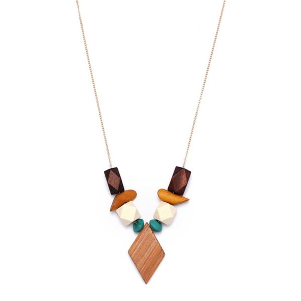 

pendant necklaces 2021 fashion simple necklace wood bamboo geometric long sweater chain retro nightclub style wholesale, Silver
