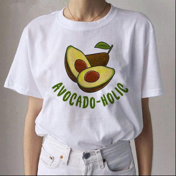 

kawaii avocado printed women tshirts harajuku tshirts graphic tees women plus size gothic 90s streetwear casual t shirt, White