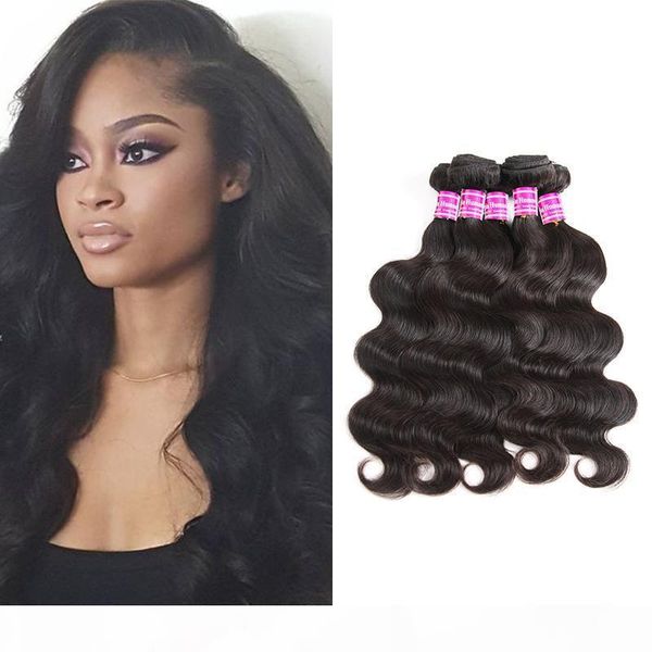 

wholesale brazilian virgin human hair weaves unprocessed body wave remy human hair bundles bulk peruvian hair extensions wefts ing, Black