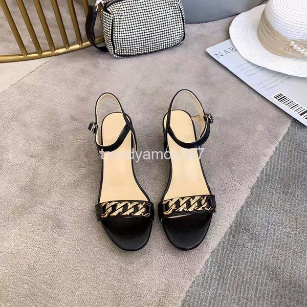 

dress shoes french fairy style thick heel medium sandals women's trend summer net red temperament roman high-ed single, Black