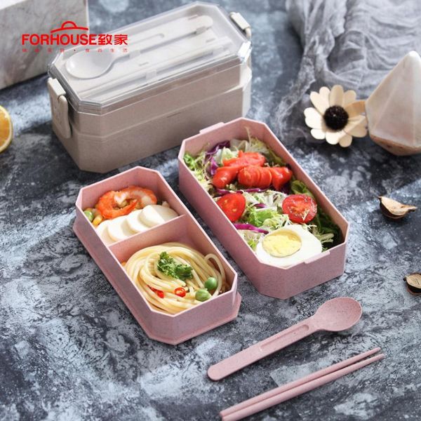 

microwavable lunch box food storage container bento with spoons chopsticks for kids children two layer lunch bento qylfvy mywjqq