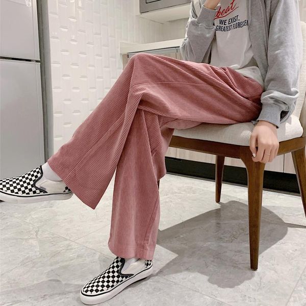 

women's pants & capris mozuleva 2021 spring casual thicken women corduroy high waist buttons wide-legged female floor-length long trous, Black;white