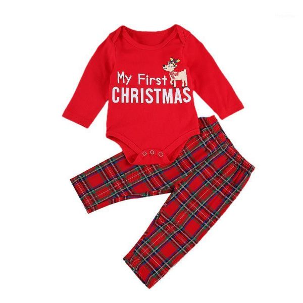 

clothing sets 2pcs baby christmas suit red o-neck long sleeve rompers plaid loose pants girls boys infant 0-18 months1, White