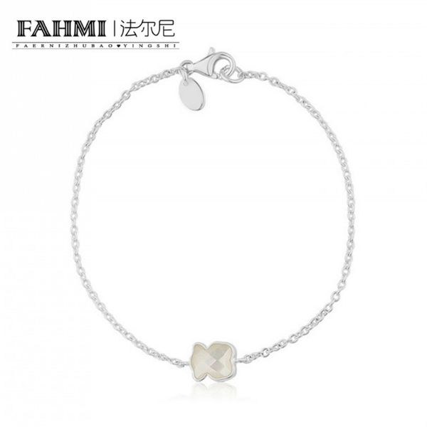 

new 2020 100% 925 sterling silver bear bracelet 615431670white shell charm women's bracelet simple charming jewelry gift, Black