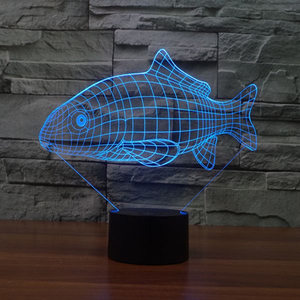 

2021 new fish 3d night light usb charge 7 color changing touch led lighting home decor table lamp 1j32