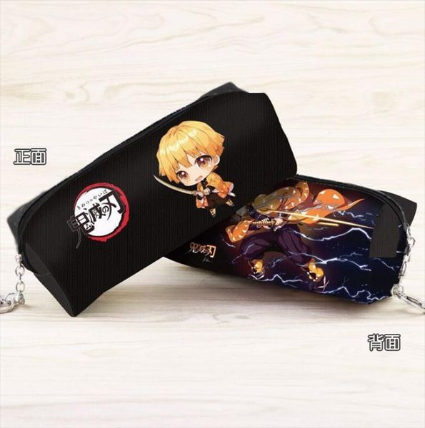 

anime slayer kimetsu no yaiba pu leather pencil pouch agatsuma zenitsu cartoon character cosmetic bag for gift
