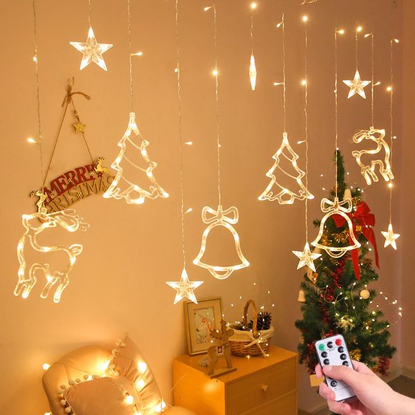 

led elk star bell moon christmas garlands string fairy curtain lights outdoor for party home xmas tree ornament new year decor