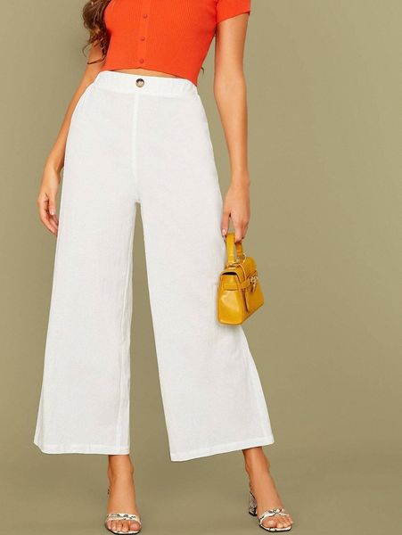 

elastic waist palazzo pants l18z#, Black;white