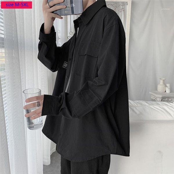 

new arrival fashion large autumn long sleeve loose tooling coat male short casual shirts plsu size  l xl 2xl 3xl 4xl 5xl1, White;black