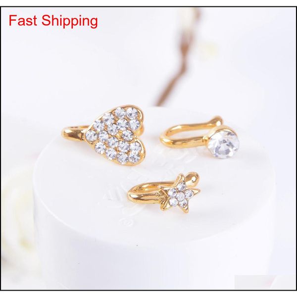 

clip on nose ring piercing jewelry fashion body jewelry diamond-shaped heart-shaped new nose, non-porous jlldaj bdesybag, Silver