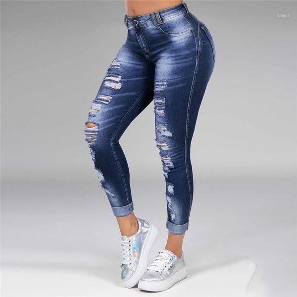 

women washed ripped jeans pants korean women's high waist skinny jeans blue black bleached pencil pants plus size s-5xl1, Black;white