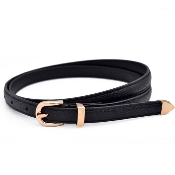 

1 PC Women Skinny Waist Belt Thin Lady Leather Buckle Narrow Waistband Girls Cloth Accessories Dropship Hot Sale1, Black;brown