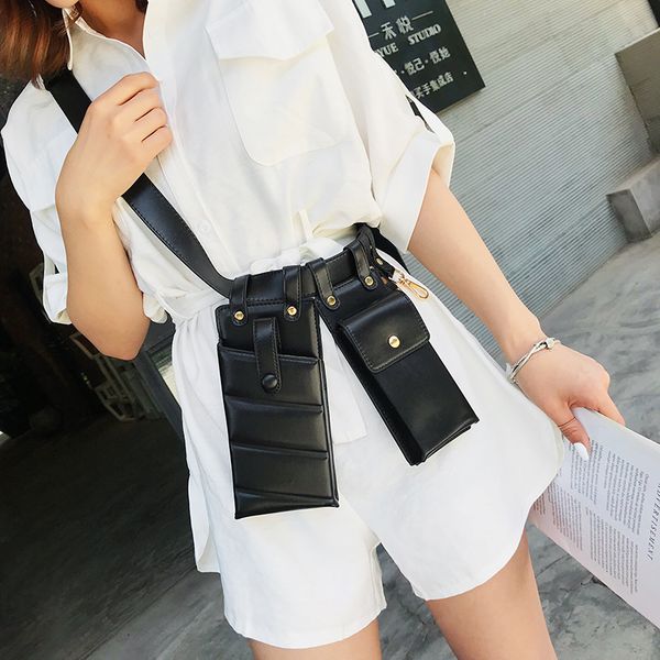 

fashion quality new fanny pack women belt packs main phone sac waist a bag leather women purse crossbody bag chest high eefro, Red;black