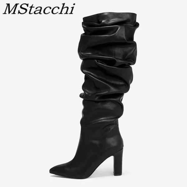 

mstacchi natural fold сплошной цвет остроконечные женщин сапоги короткие плюшевые толстый каблук sheep stripes женская мода обувь тенис мужч, Black