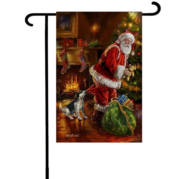 

double-sided merry christmas courtyard banner american national day party flag garden decoration #65