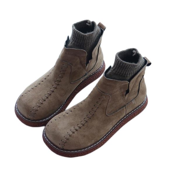 

martin boots ladies literary retro thick-soled short boots mori girl wool mouth big head doll shoes handmade women's ankle, Black