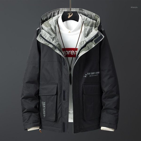 

thickened down jacket men's short 2020 winter wear new men's work coat winter fashion brand wear1, Black