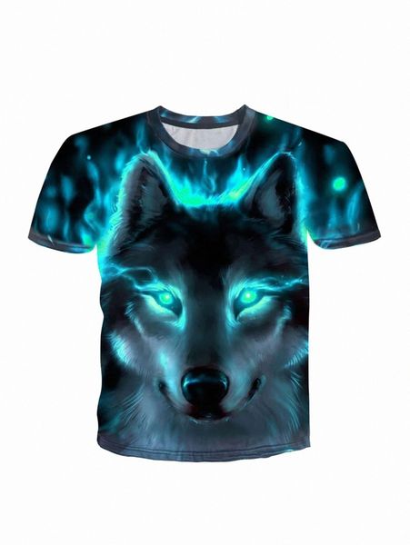 

men 3d wolf print crew neck tee h1i5#, White;black