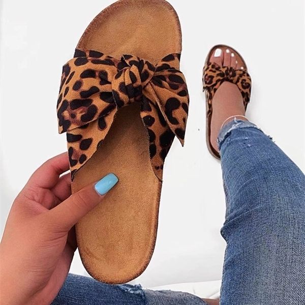 

to send leopard bow flip flop 2019 new women flat bottom ladies beach shoes outdoor fashion wild slippers x1020, Black