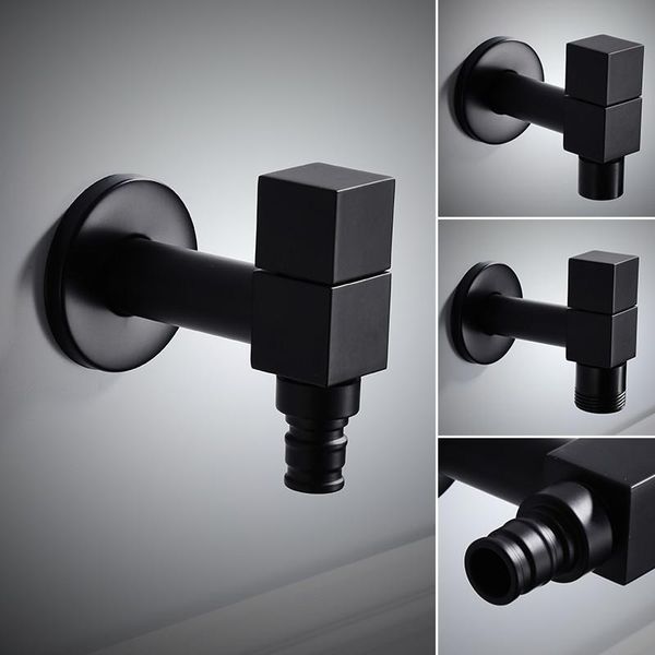 

washing machine faucet copper sink toilet tap wall mounted mop pool tap single cold square black faucet bibcocks 4"&6"