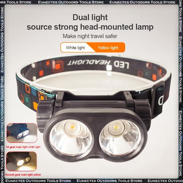 

new 2led strong light headlight intelligent night fishing headlight waterproof fishing red and white light usb charging