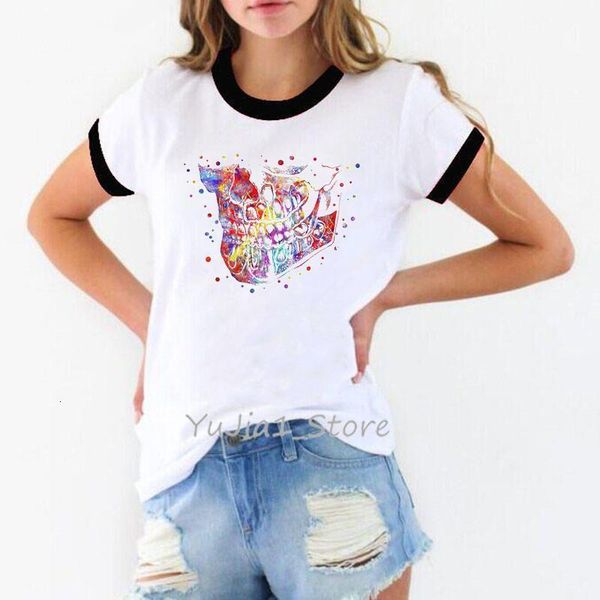 

tshirt женщин мило читать asl знака языка печать смешные графические футболки женщина акварель коллекции летняя белая женская футболка, White