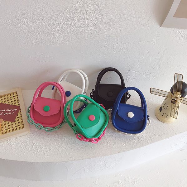 

children candy colors handbags 2022 spring/summer acrylic chain girl cross body bag korean style kids one shoulder bags lipstick mini purse, Black