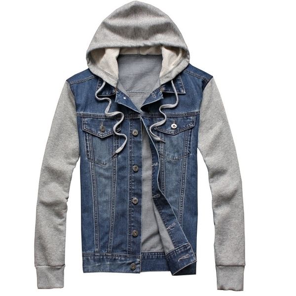 New Denim Jacket Men Hooded Sportswear Outdoor Casual Fashion Jeans Giacche Felpe con cappuccio Cowboy Mens Giacca e cappotto Plus Size 5XL 201130