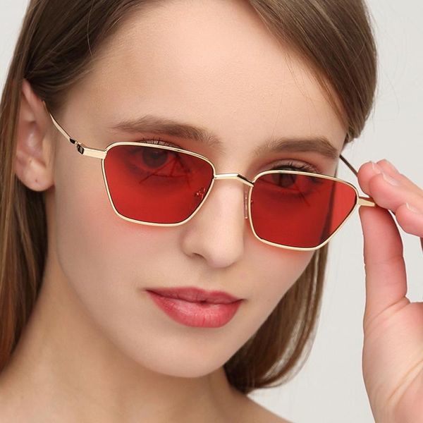 

sunglasses 2021 retro square women men metal small frame sun glasses sexly fashion ocean lens pink shades for, White;black