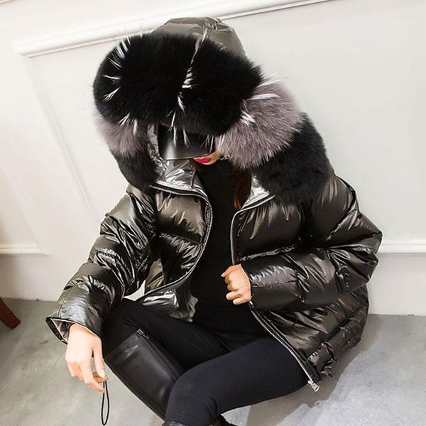 

large real fur winter jacket women 2020 parkas natural fur winter coat hooded white duck down jacket female waterproof coat1, Black