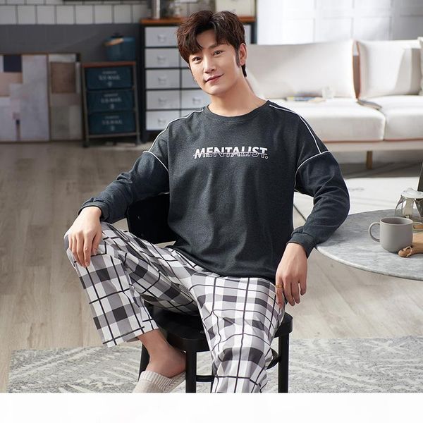 

зимние пижамы для женщин хлопок случайные круглые шеи мужские пижамы простой буква шаблон мужской домашний костюм большой размер свободный п, Black;brown