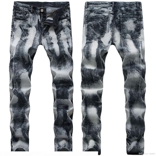 

21 styles mens jeans fold motorcycle pants straight slim fit europe and america ripped hole washed fashion trousers pencil pants street, Blue